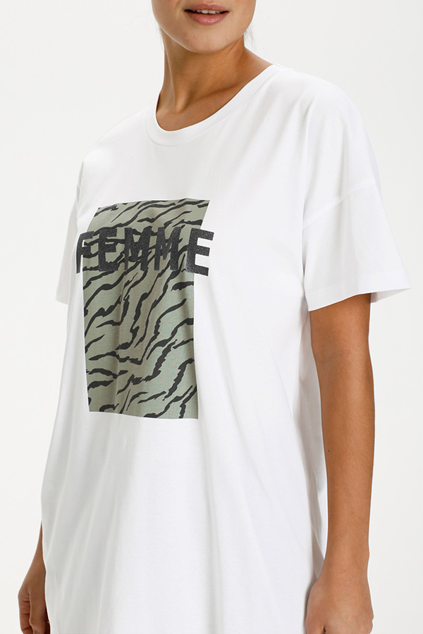 Kaffe - Ziama Long T-shirt Optical White - 3
