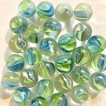Spelkula Cat's Eye - Blå-Vit-Grön 22 mm