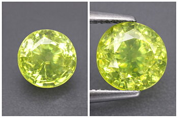 Piedra preciosa de esfena natural genuina (titanita) redonda rara de 3,7 mm
