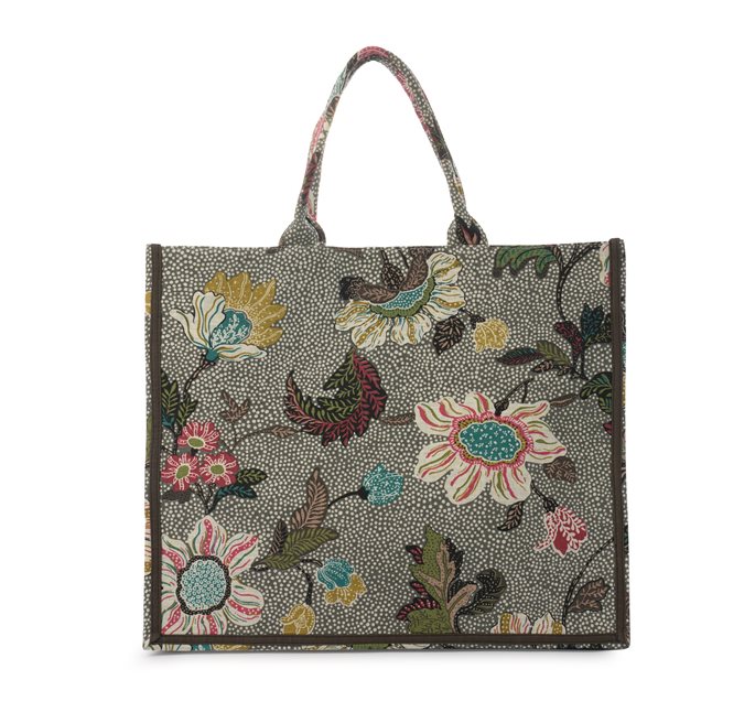 SHOPPER GREY FLOWER LINEN CEANNIS