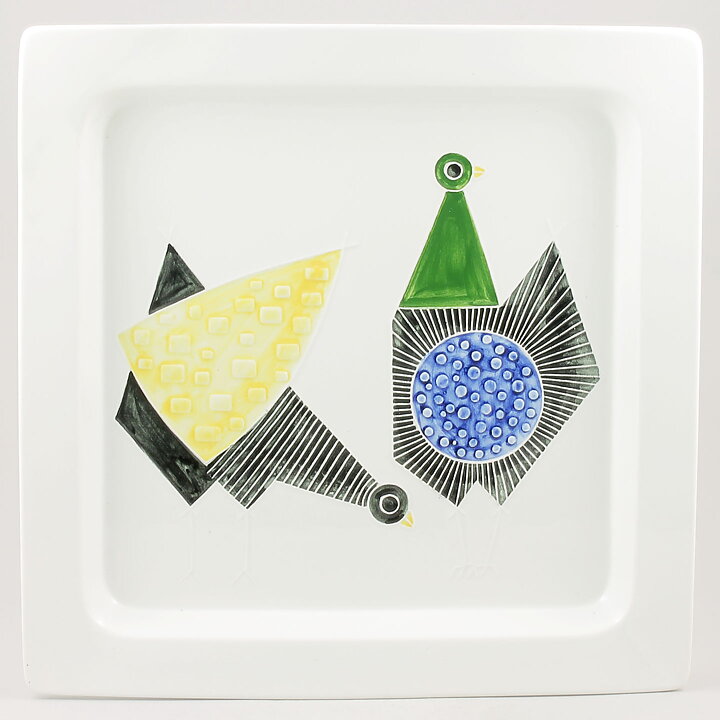 シルヴィア・レウショヴィウス   鳥がモチーフの陶板   Wall Plaque  (33 cm)  1950年代