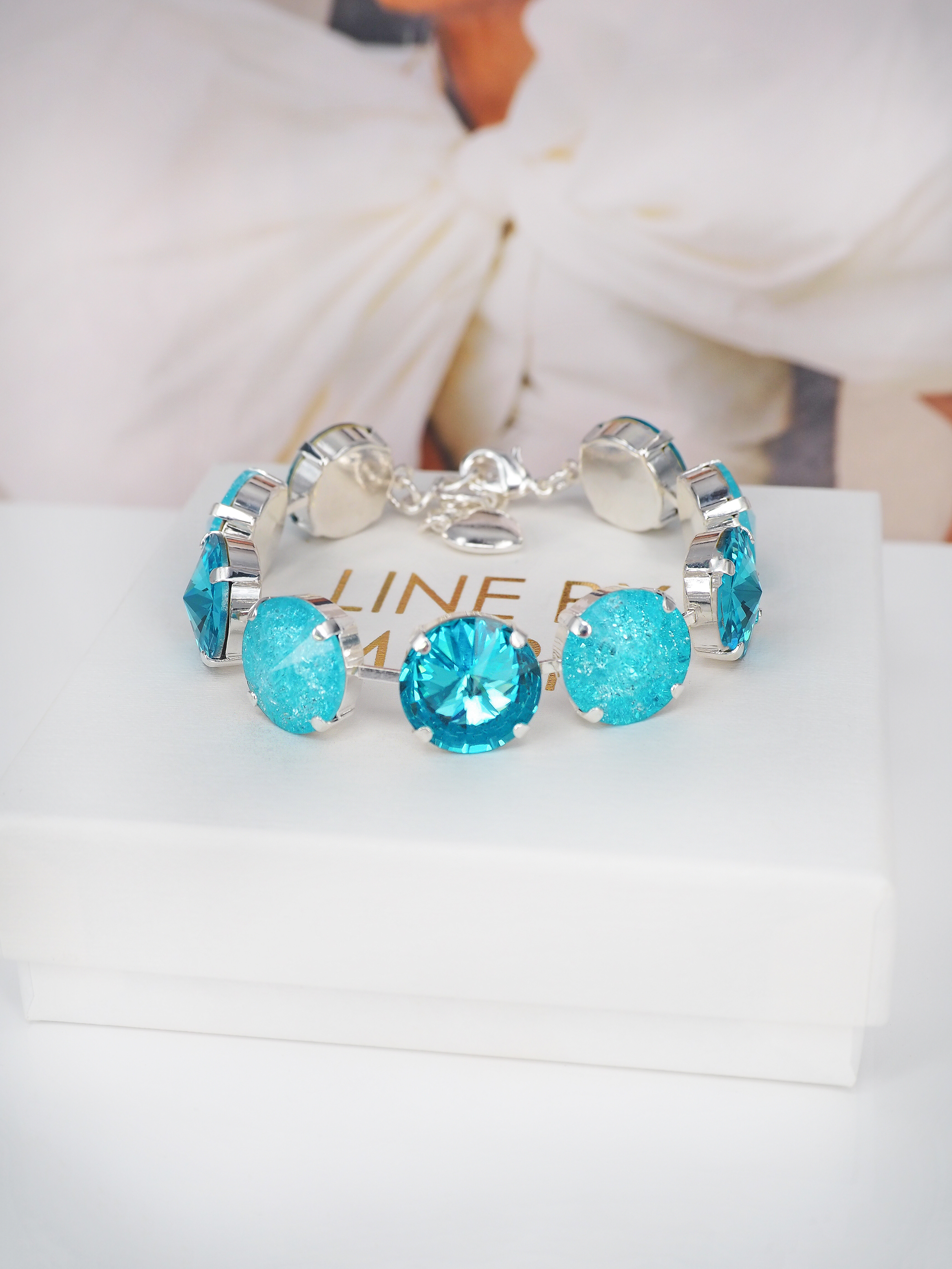 Armband Angelina Aquamarine combo Silver