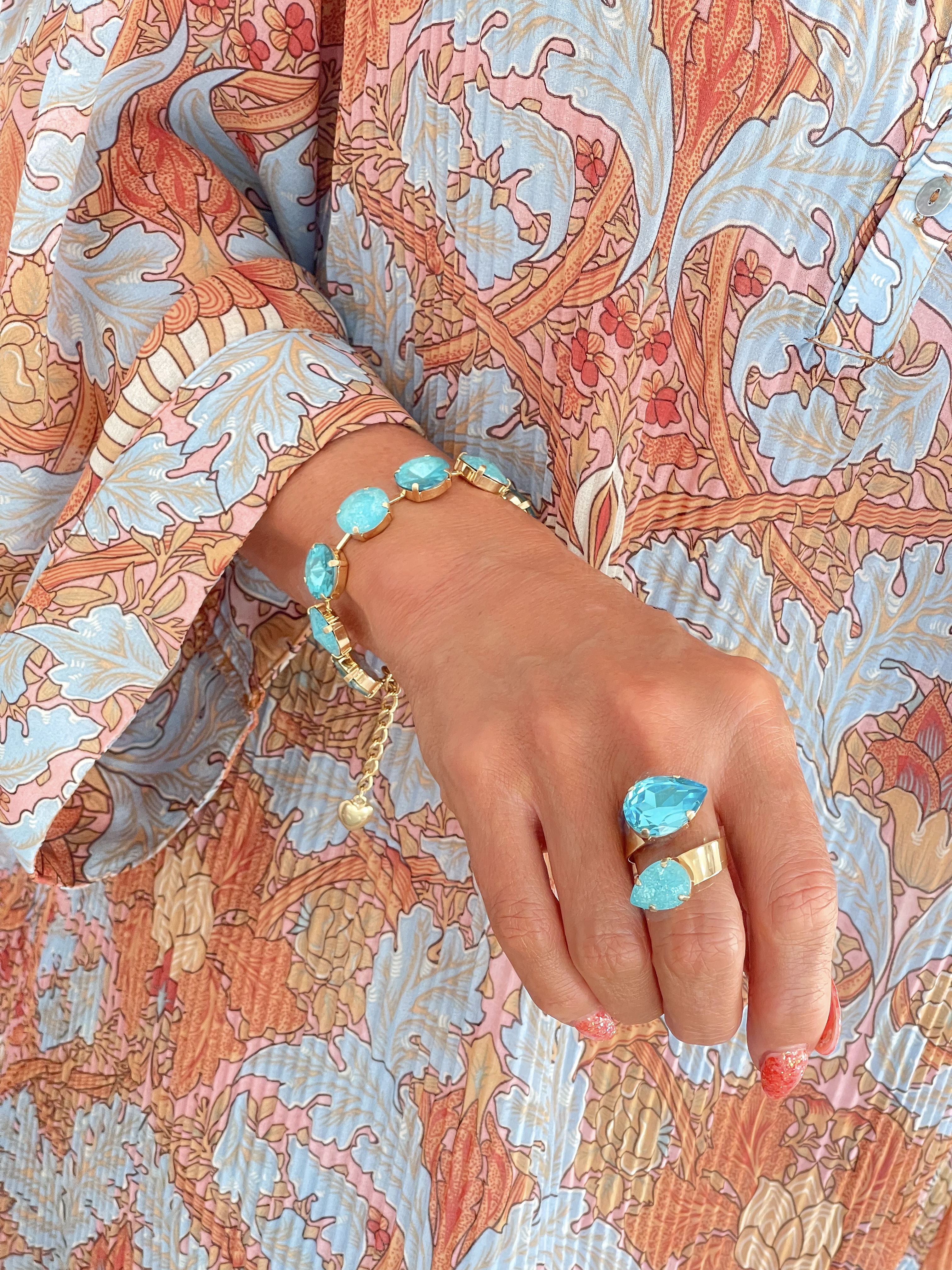 Bracelet Angelina Aquamarine combo Gold - 4