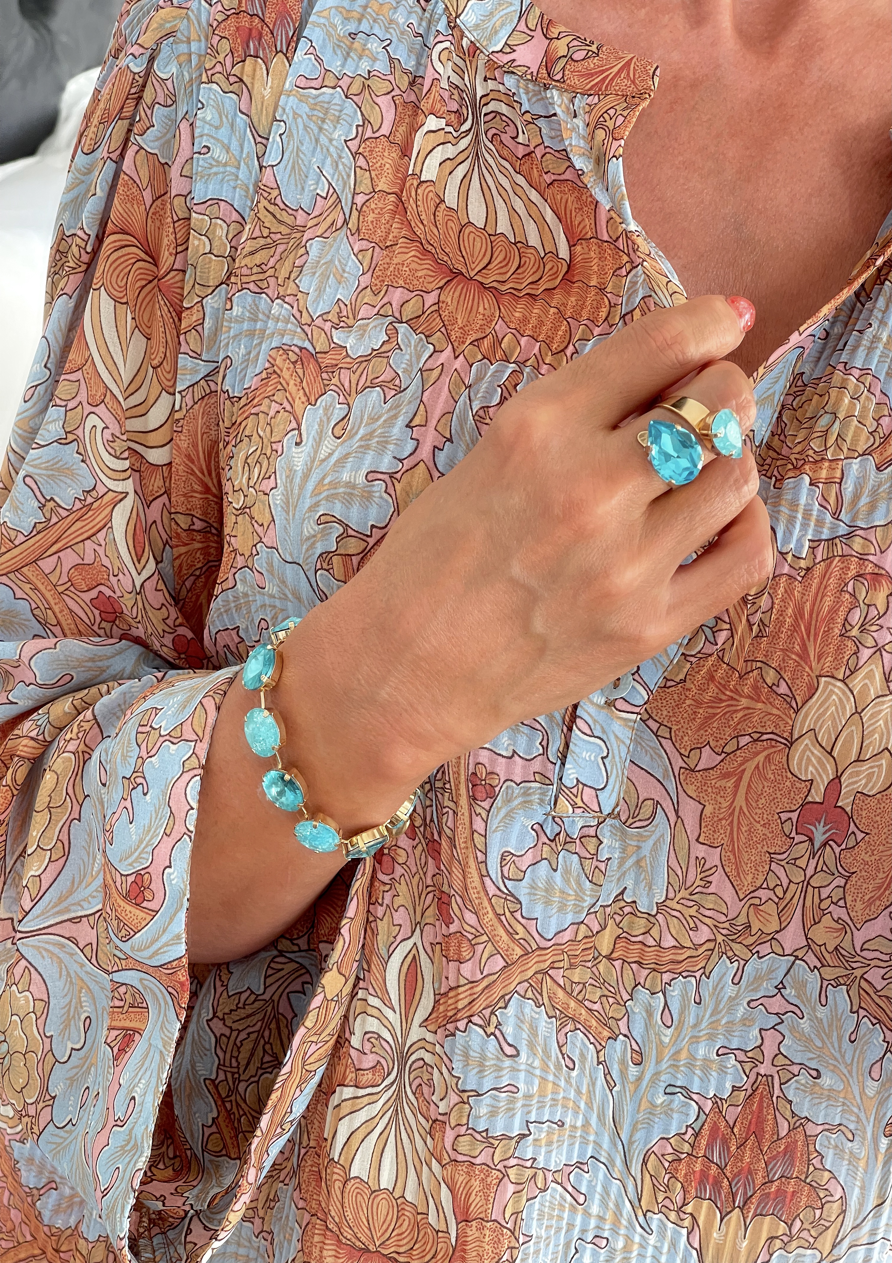 Bracelet Angelina Aquamarine combo Gold - 3