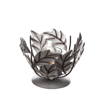 Ljuslykta blad, silver 15x13 cm