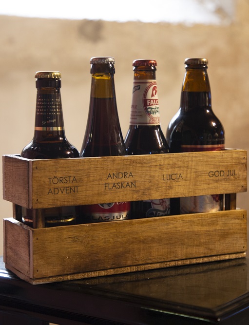Wooden box "Advent" for 4 bottles - 28x13 cm