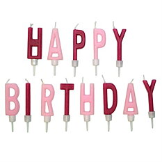 Happy birthday Tårtljus Rosa