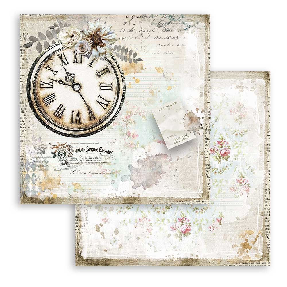 Romantic Journal Clock, 12"x12", dubbelsidigt, Stamperia