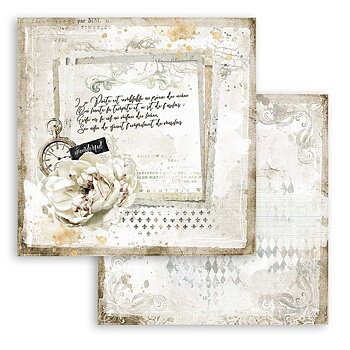 Romantic Journal Letter and Clock, 12"x12", dubbelsidigt, Stamperia