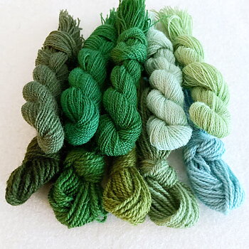 Wool embroidery Crewel Green hues
