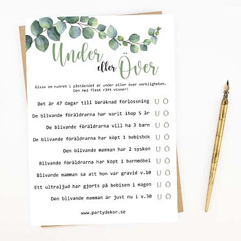 BABY SHOWER LEK | Aktivitet | "Under eller över"