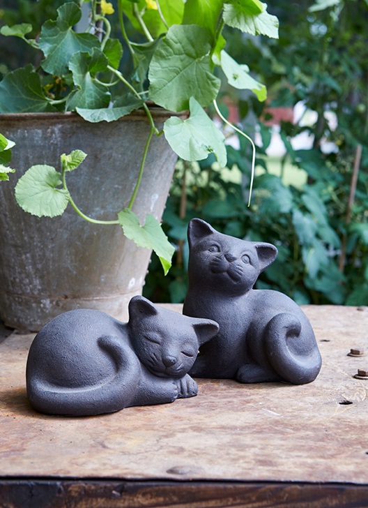 Cat - Statue - Terracotta - Brown mottled - Sitting - 2