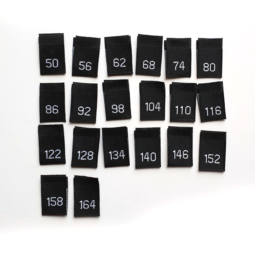 SIZE LABLE 50-164 - 10PCS - BLACK