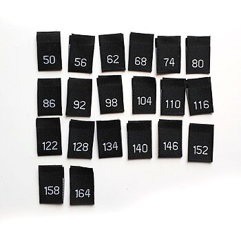 SIZE LABLE 50-164 - 10PCS - BLACK