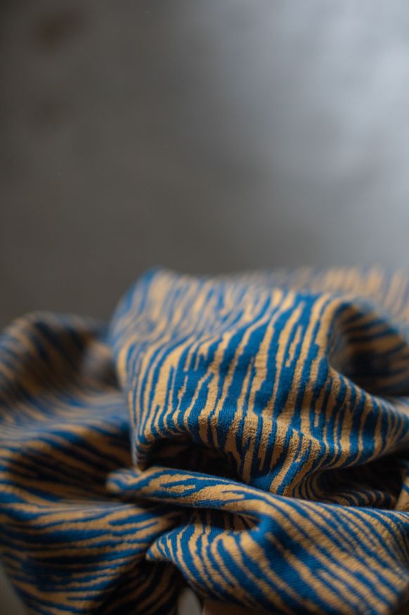BARK JACQUARD - OCEAN/MUSTARD
