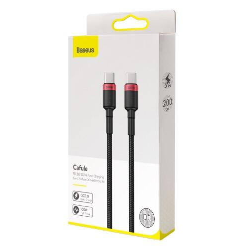 Baseus Cafule USB-C Kabel 100W, PD2.0 2m - Röd/Svart - 5
