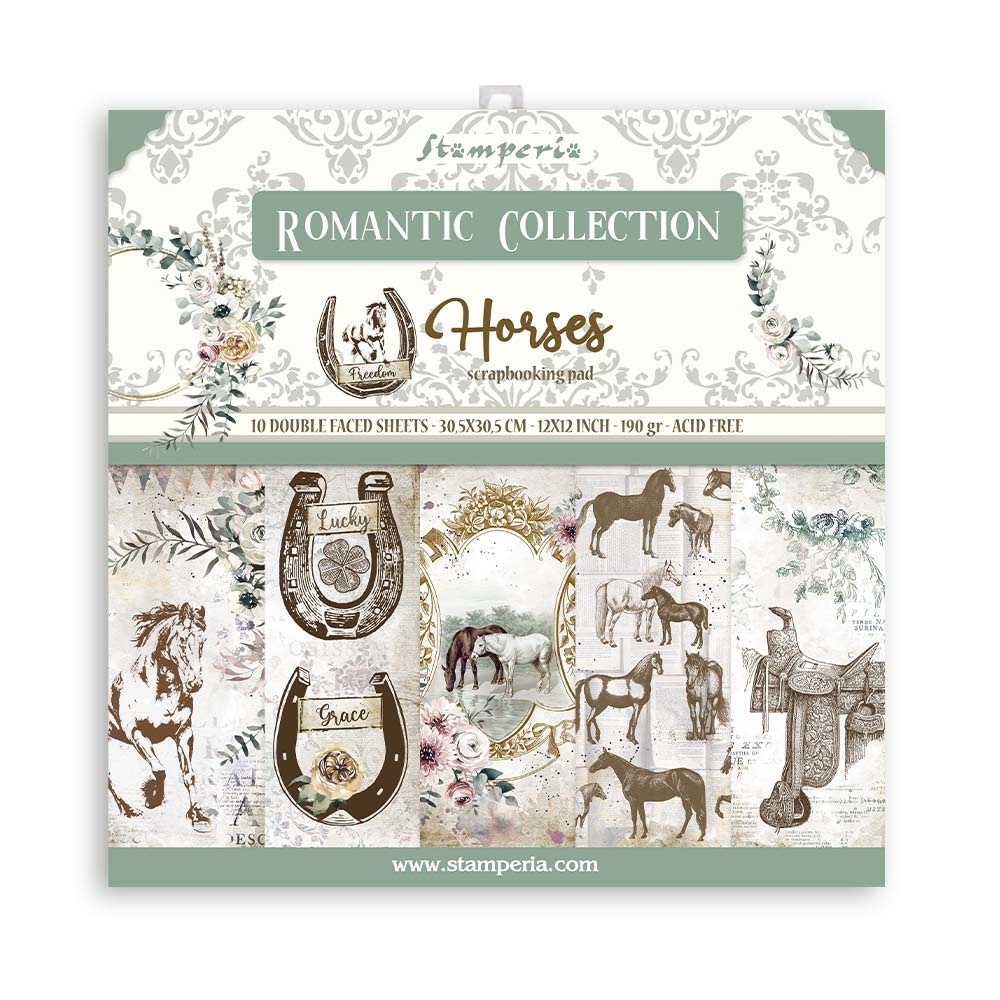 Stamperia Paper Pad 12X12 - Romantic Horses