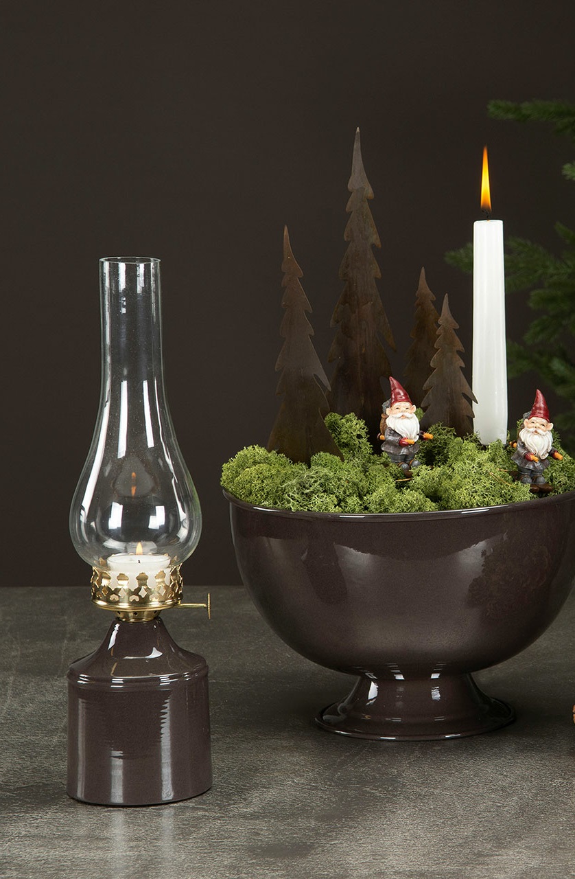 Lantern - Candlestick - Lantern - Enamel - Chocolate - 35 cm - 2