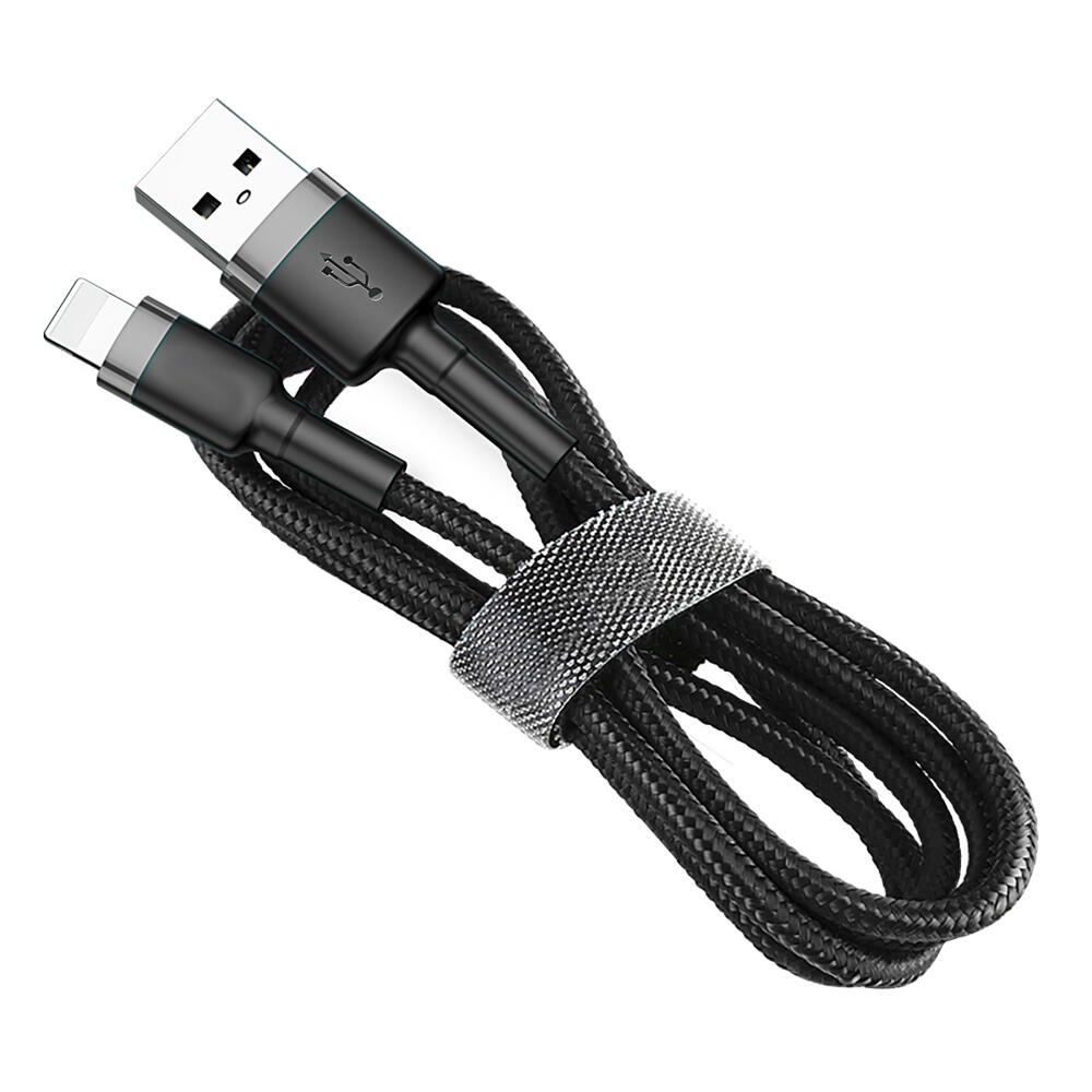 SiGN Kevlar USB-kabel med Lightning 1.5A, 2 m - Grå/Svart - 3