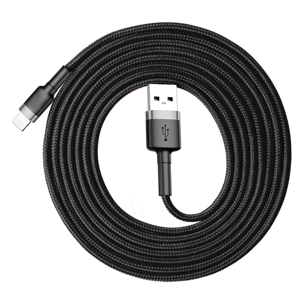 SiGN Kevlar USB-kabel med Lightning 1.5A, 2 m - Grå/Svart - 2
