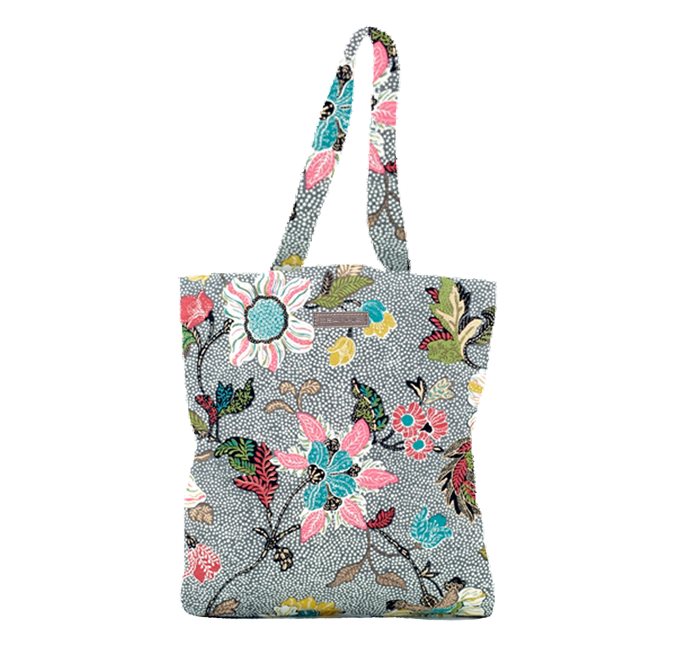 GREY FLOWER LINEN NEW SHOPPER