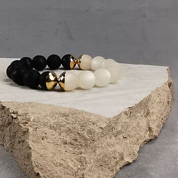 IAMLUND Bridge armband svart/vit