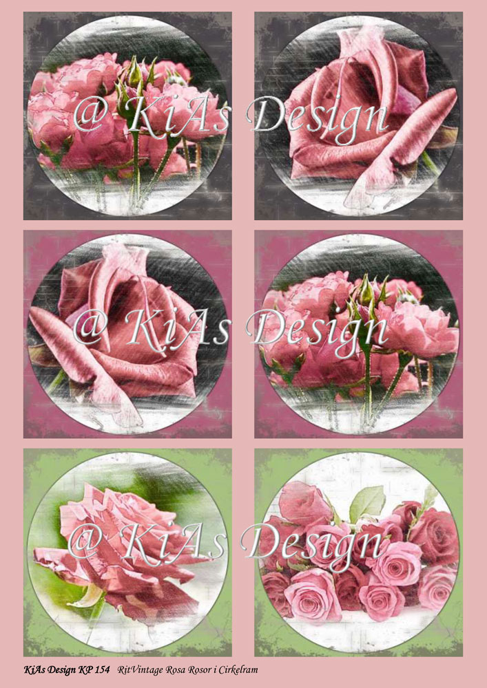 KD Klippark 154 RitVintage Rosa Rosor i Cirkelram