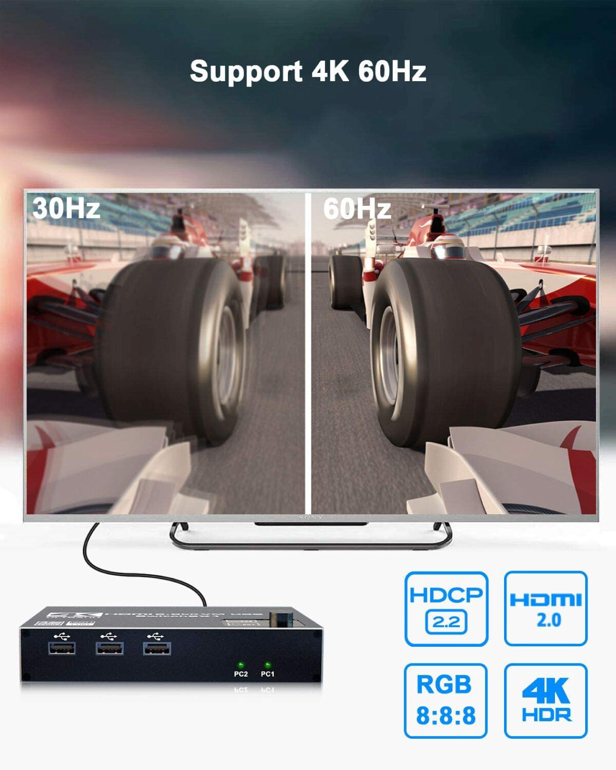 KVM Switch 2x1 4K60Hz - 5