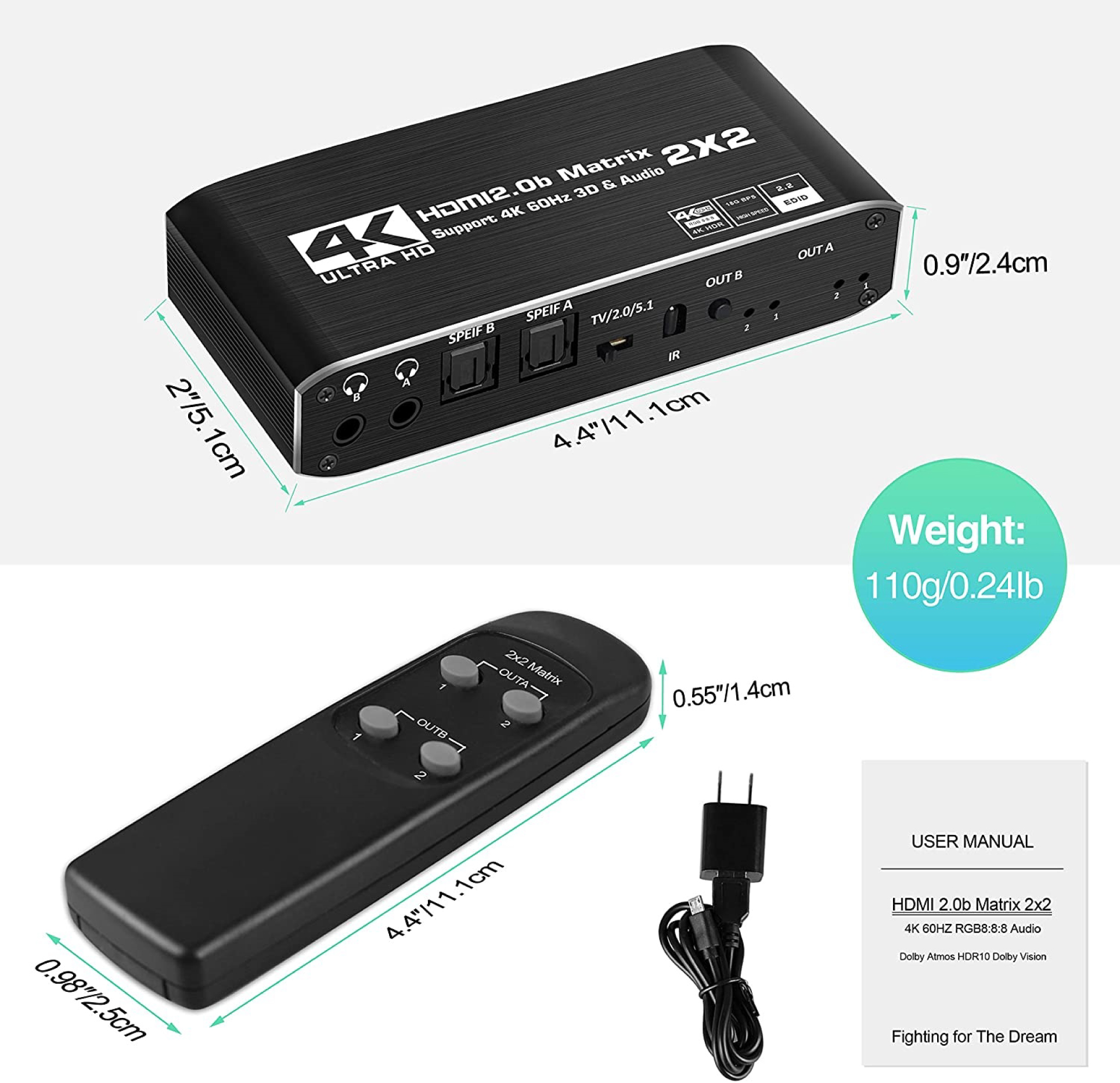 HDMI Matrix 2x2 4K/60Hz - 3