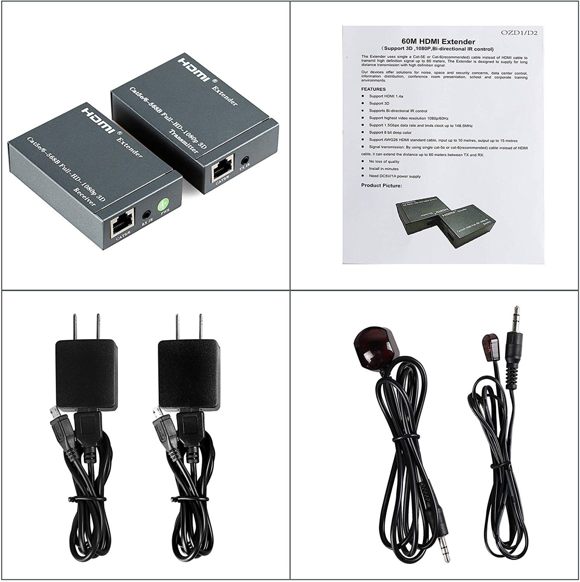 HDMI extender 60m IR - 4