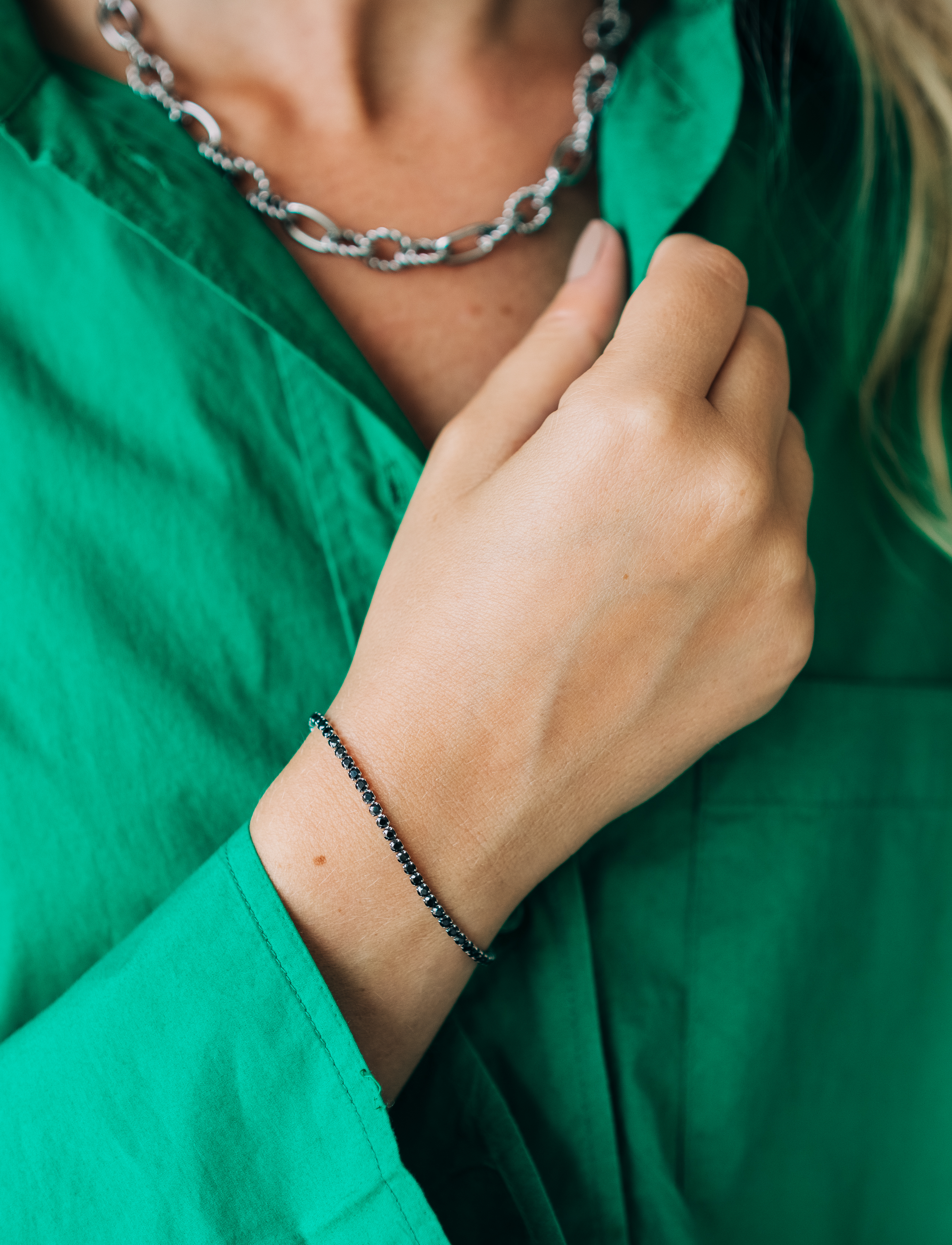 Celine tennisbracelet, black steel - 2