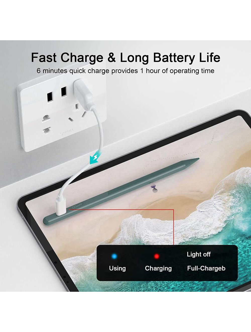 QGeeM Stylus Penna för iPad med handavvisningsteknik Grön - 6