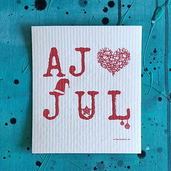 dishcloth AJ LOVE JUL red