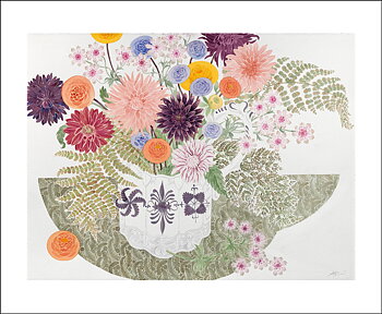 Dahlias, Astrantia and Fern