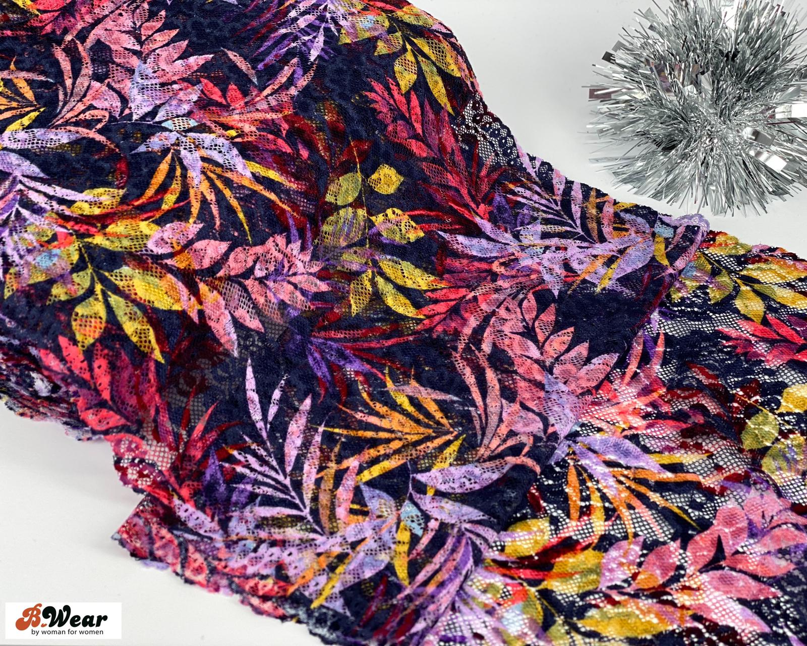 Multicoloured stretch lace - 28 cm