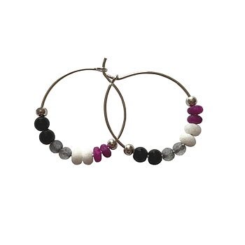 Round Asexual earrings in precious stones