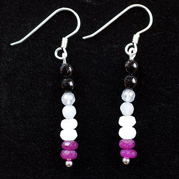 Asexual earrings in precious stones