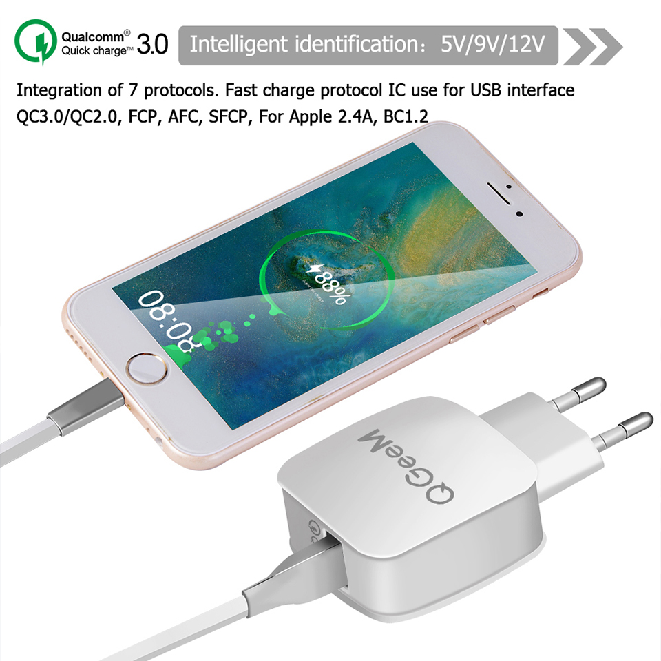  QGeeM Snabbladdare 1x QC3.0 3A - 3