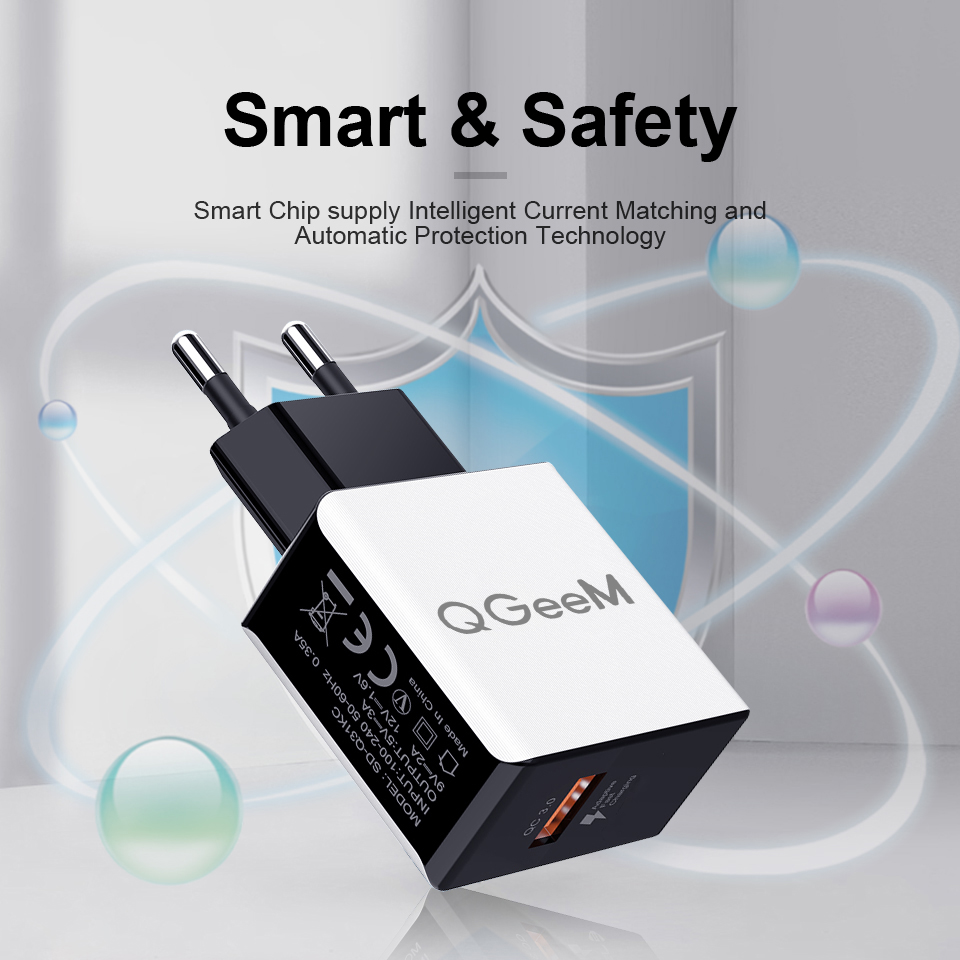  QGeeM Snabbladdare 1x QC3.0 3A - 4