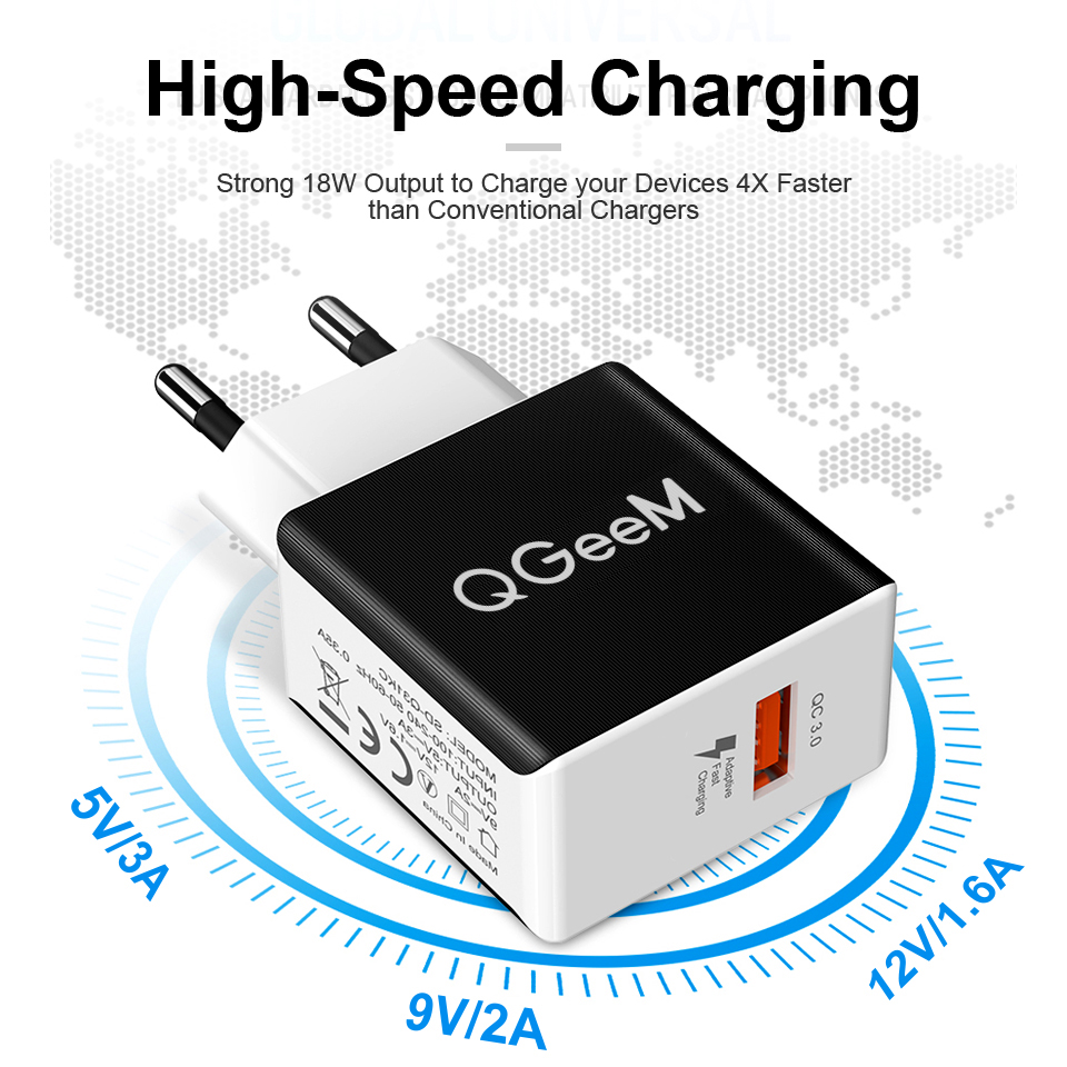  QGeeM Snabbladdare 1x QC3.0 3A - 5