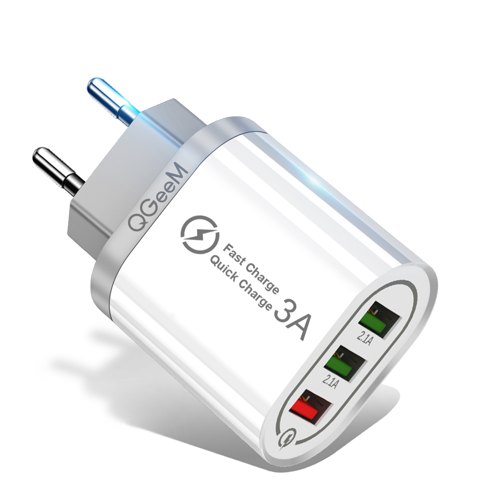  QGeeM Snabbladdare 1x QC3.0 3A + 2x 2.1A  