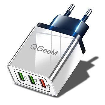  QGeeM Snabbladdare 1x QC3.0 3A + 2x 2.1A