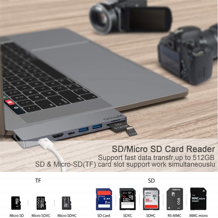  QGeeM Dockningsstation USB-C, 8 in 1  (MacBook Pro) 2xskärm - 5