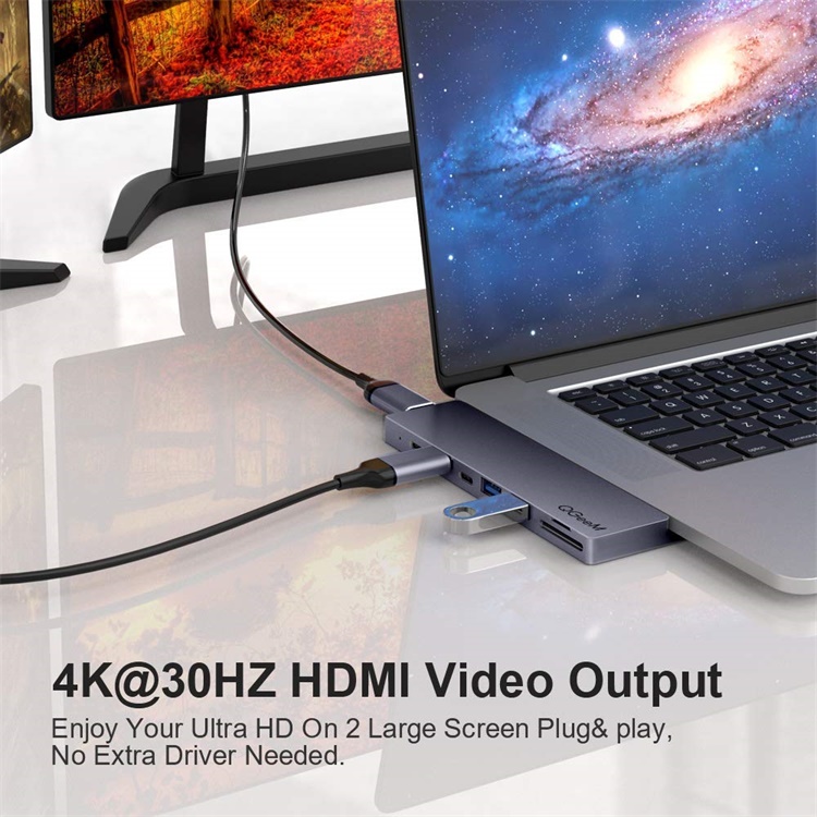  QGeeM Dockningsstation USB-C, 8 in 1  (MacBook Pro) 2xskärm - 3