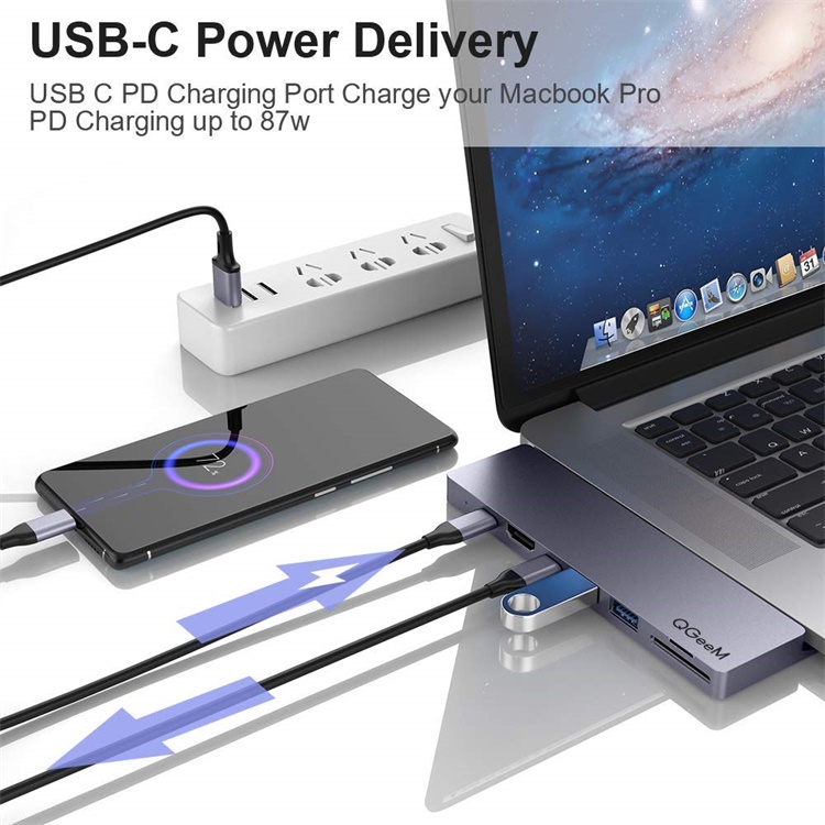  QGeeM Dockningsstation USB-C, 8 in 1  (MacBook Pro) 2xskärm - 4