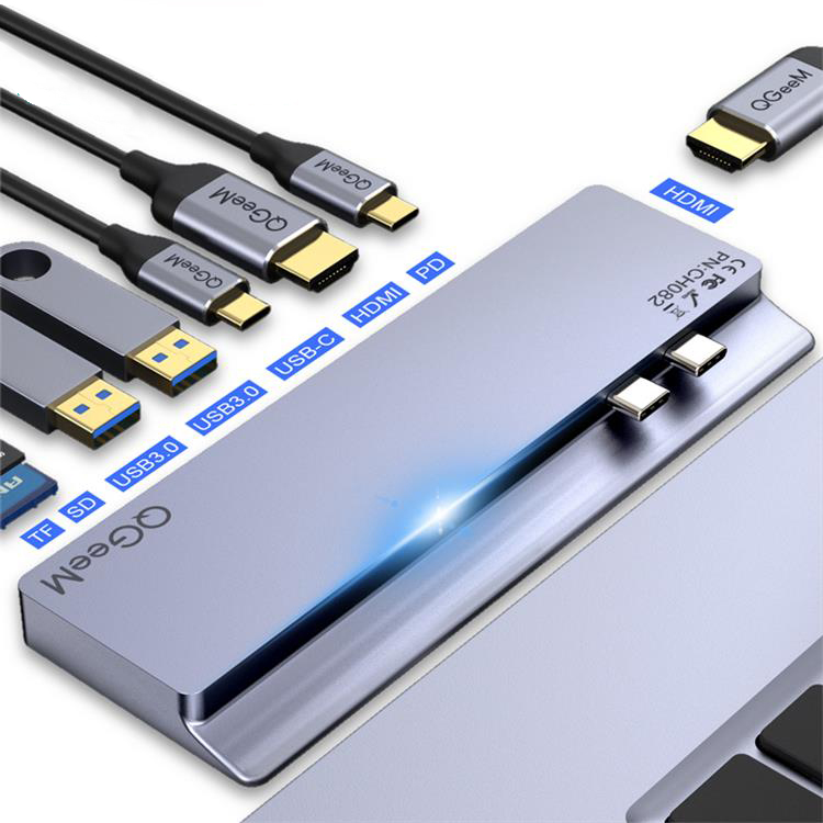  QGeeM Dockningsstation USB-C, 8 in 1  (MacBook Pro) 2xskärm