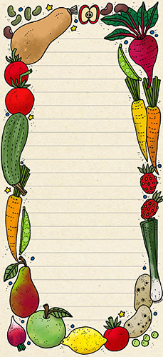21x10 cm Anteckningsblock/Notisblock Grönsaker