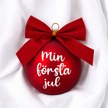Julgranskula "Min första jul" Röd 8 cm