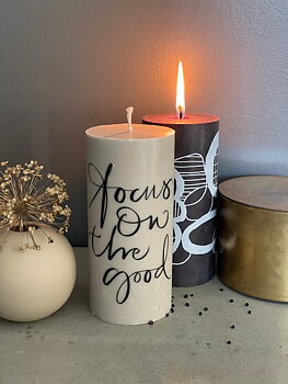 Blockljus stearin " focus on the good "  
