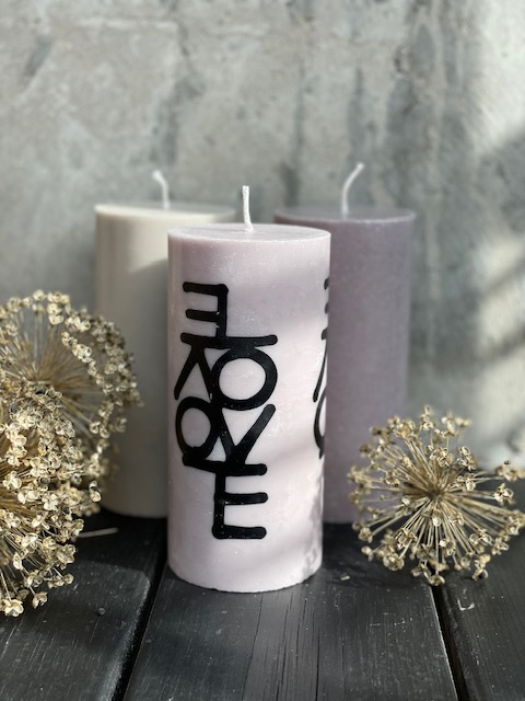 Blockljus stearin " love "  - 2